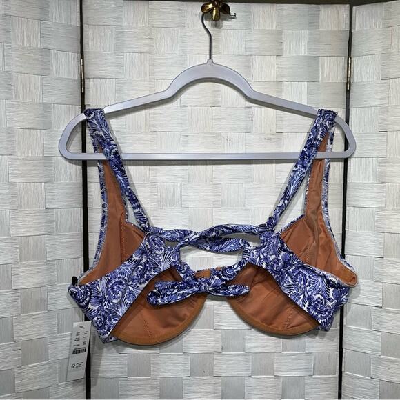 J. Crew Womens Cross Back Underwire Bikini Top Size 42D In Dandelion Swirl - Picture 3 of 11